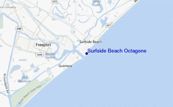 mapa de ubicación de Surfside Beach Octagone