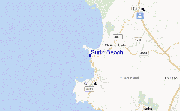 mapa de ubicación de Surin Beach