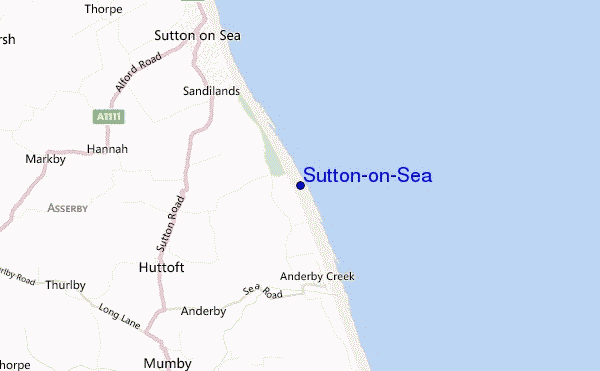 mapa de ubicación de Sutton-on-Sea