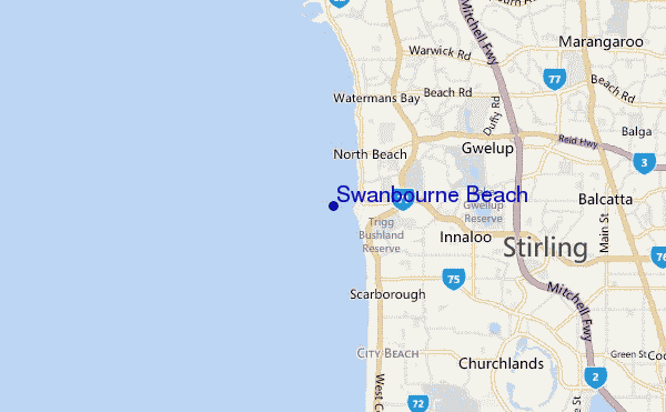 mapa de ubicación de Swanbourne Beach