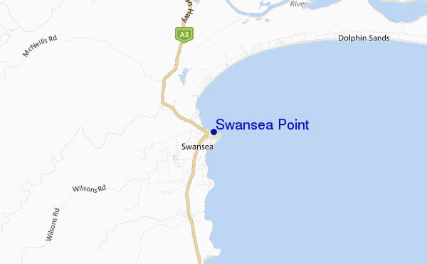 mapa de ubicación de Swansea Point