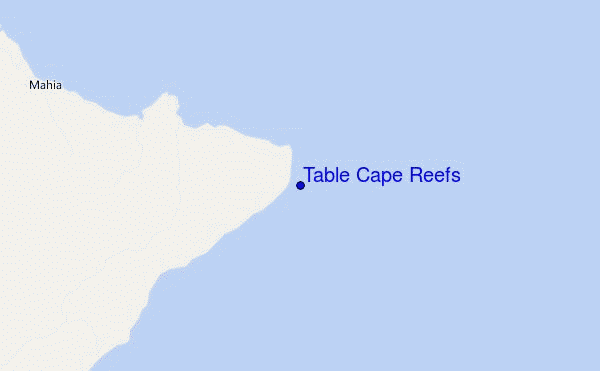 mapa de ubicación de Table Cape Reefs