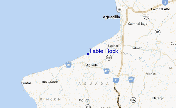 mapa de ubicación de Table Rock