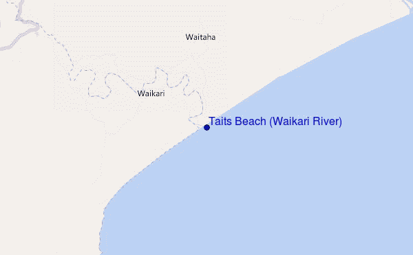 mapa de ubicación de Taits Beach (Waikari River)
