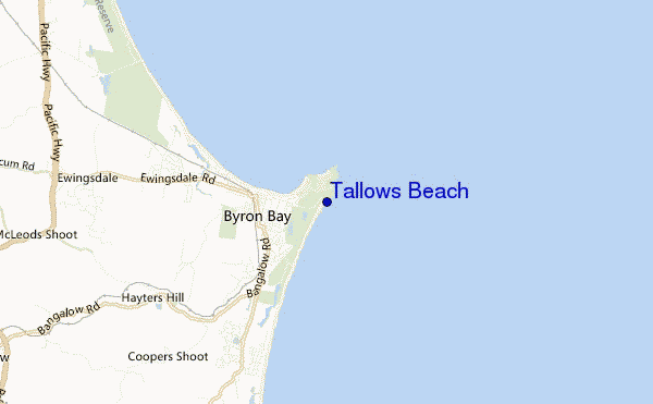 mapa de ubicación de Tallows Beach