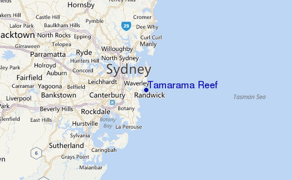 Tamarama Reef Location Map