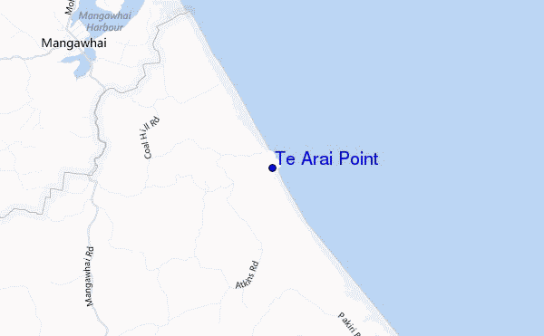 mapa de ubicación de Te Arai Point