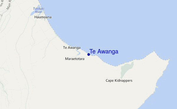 mapa de ubicación de Te Awanga
