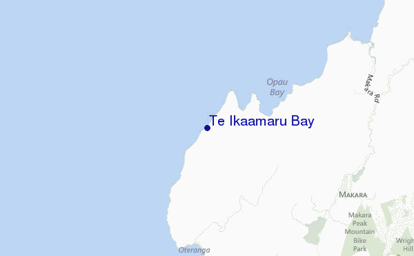 mapa de ubicación de Te Ikaamaru Bay