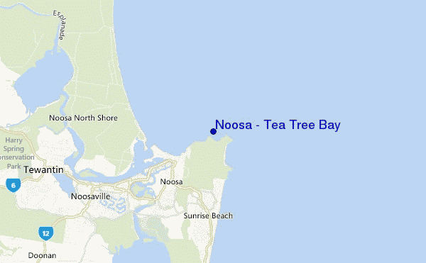 mapa de ubicación de Noosa - Tea Tree Bay