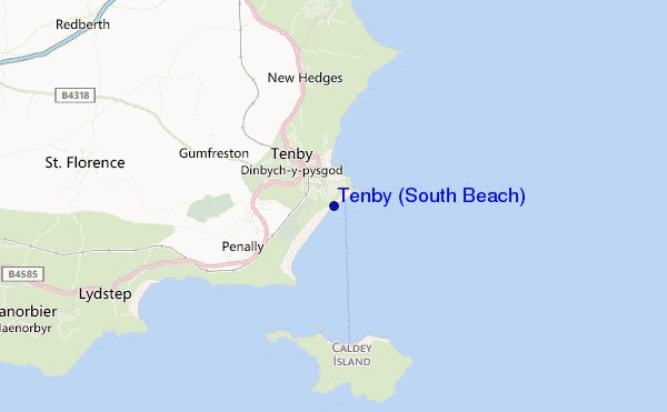 mapa de ubicación de Tenby (South Beach)