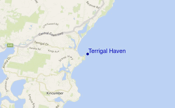 mapa de ubicación de Terrigal Haven