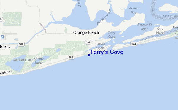 mapa de ubicación de Terry s Cove