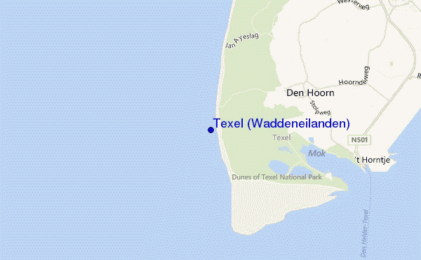 mapa de ubicación de Texel (Waddeneilanden)