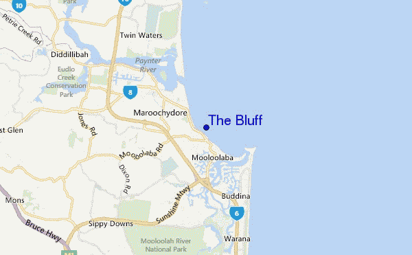 mapa de ubicación de The Bluff