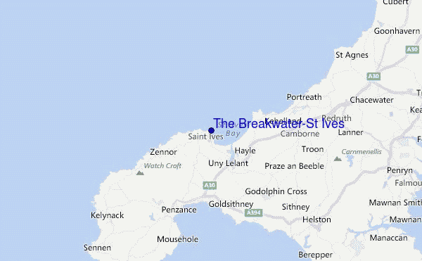 The Breakwater-St Ives Location Map
