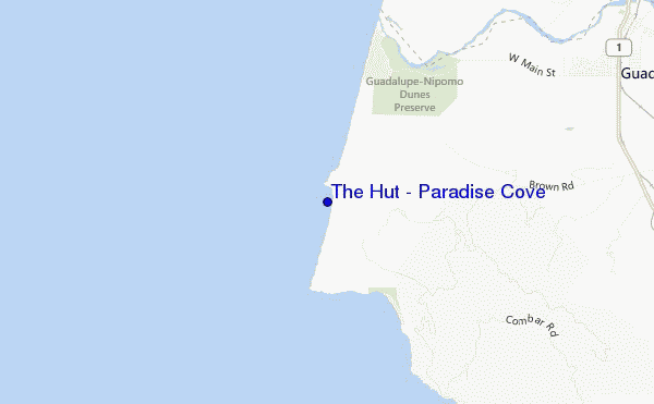 mapa de ubicación de The Hut - Paradise Cove