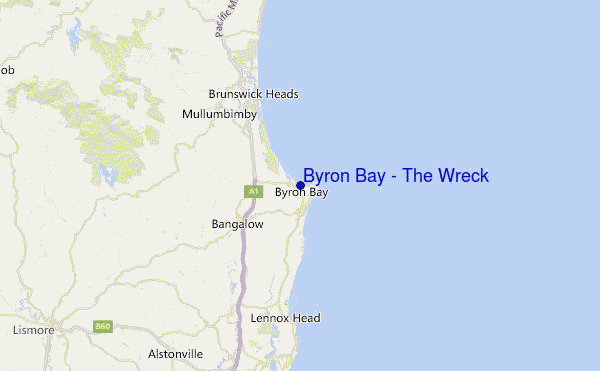 Byron Bay - The Wreck Location Map