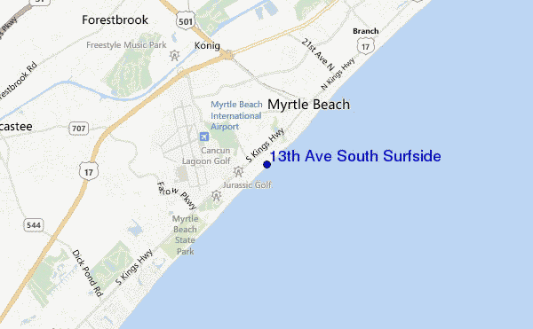mapa de ubicación de 13th Ave South Surfside