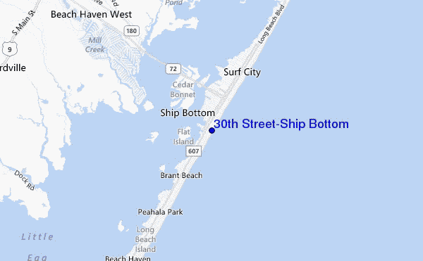 mapa de ubicación de 30th Street/Ship Bottom