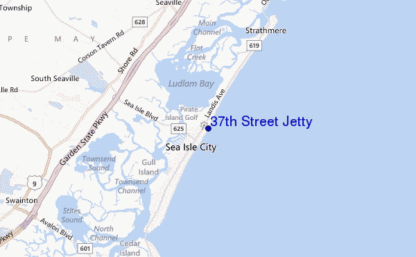 mapa de ubicación de 37th Street Jetty