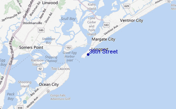 mapa de ubicación de 36th Street