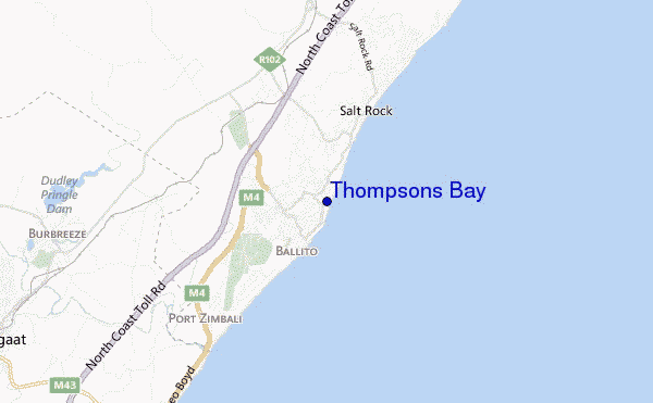 mapa de ubicación de Thompsons Bay