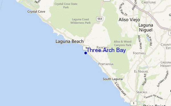 mapa de ubicación de Three Arch Bay