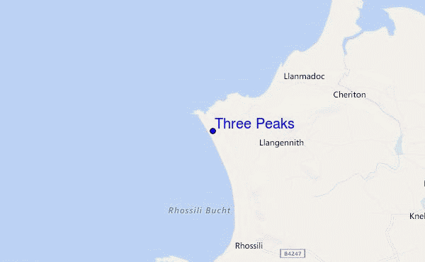 mapa de ubicación de Three Peaks