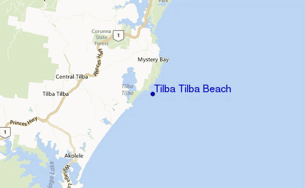 mapa de ubicación de Tilba Tilba Beach