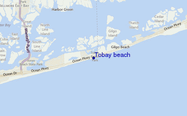 mapa de ubicación de Tobay beach