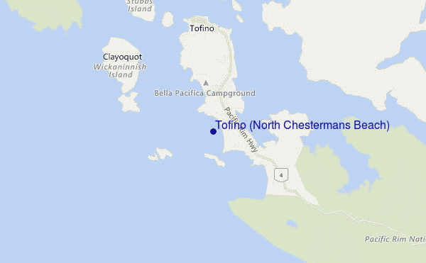 mapa de ubicación de Tofino (North Chestermans Beach)