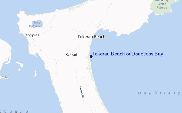 mapa de ubicación de Tokerau Beach or Doubtless Bay