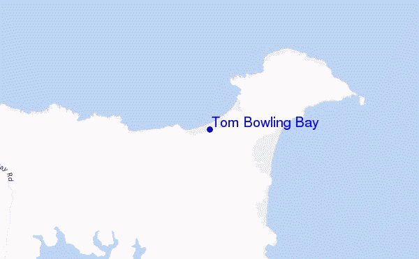 mapa de ubicación de Tom Bowling Bay