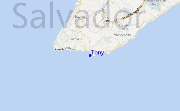 mapa de ubicación de Tony