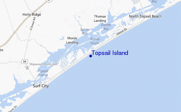 mapa de ubicación de Topsail Island