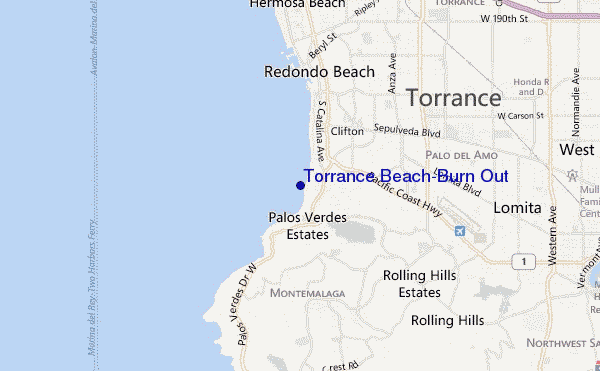 mapa de ubicación de Torrance Beach/Burn Out