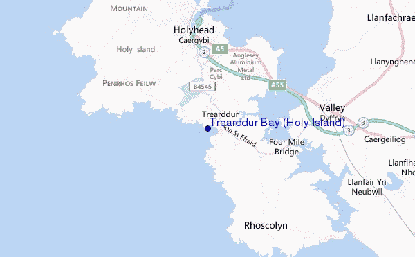 mapa de ubicación de Trearddur Bay (Holy Island)