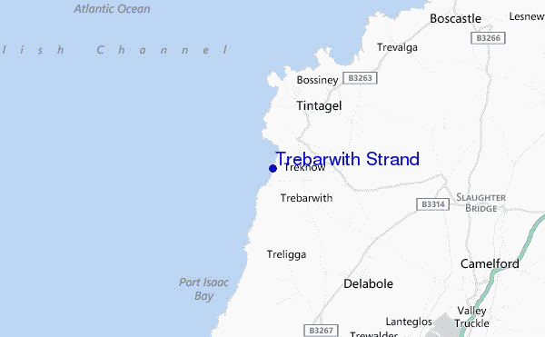 mapa de ubicación de Trebarwith Strand