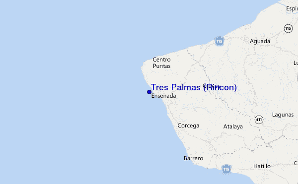 mapa de ubicación de Tres Palmas (Rincon)