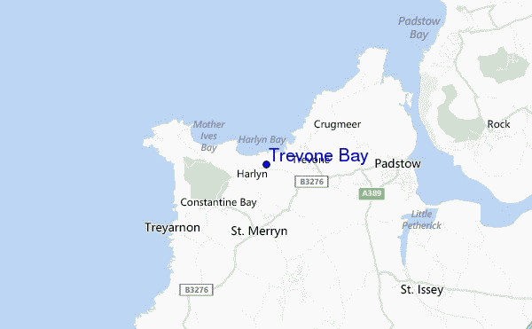 mapa de ubicación de Trevone Bay