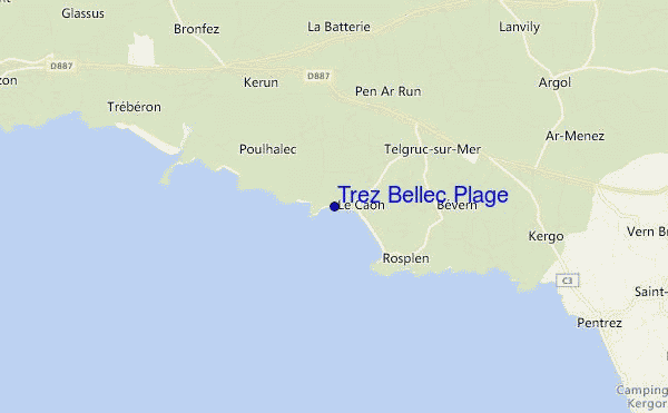 mapa de ubicación de Trez Bellec Plage