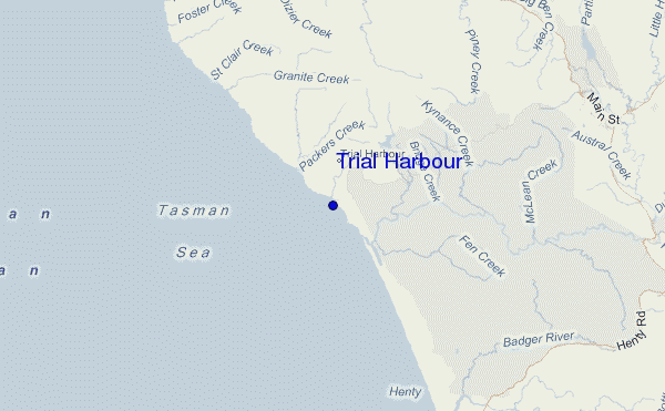 mapa de ubicación de Trial Harbour