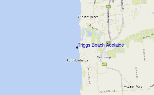 mapa de ubicación de Triggs Beach Adelaide