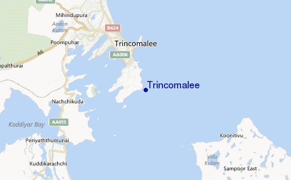 mapa de ubicación de Trincomalee