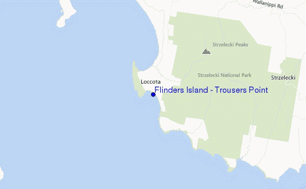 mapa de ubicación de Flinders Island - Trousers Point