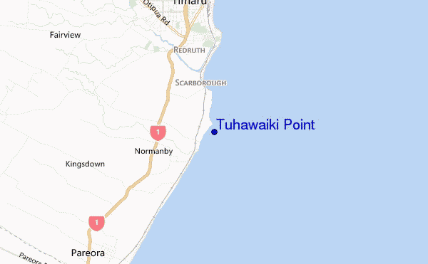 mapa de ubicación de Tuhawaiki Point