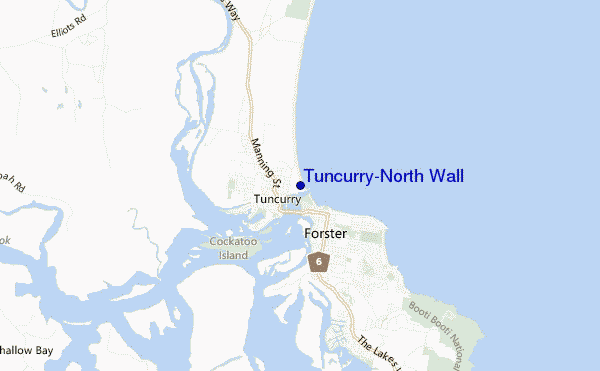 mapa de ubicación de Tuncurry-North Wall