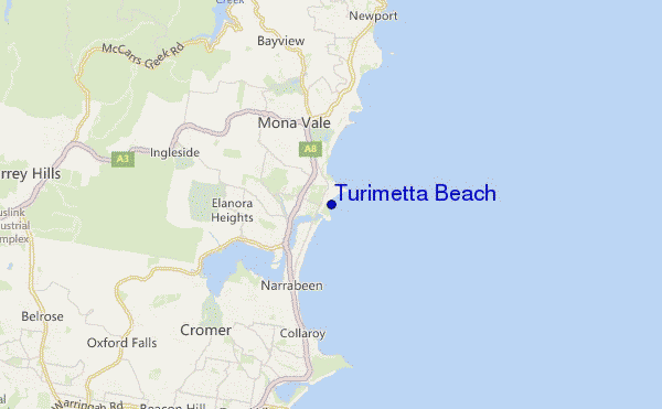 mapa de ubicación de Turimetta Beach