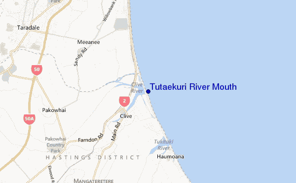 mapa de ubicación de Tutaekuri River Mouth